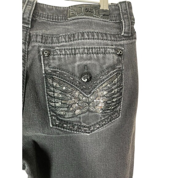 Miss Me Jeans Women's Size 31 Mid Rise Boot Cut Dark Wash Sequins Jewels - Picture 11 of 16